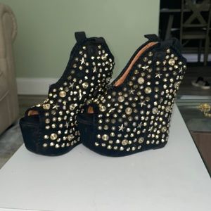 Black Studded Jeffrey Campbell wedges. Size 7.5